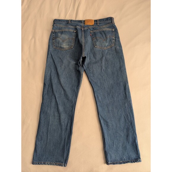 1998 Vintage 90's Levis Jeans Mens 40x30 Blue 501 Straight Light Wash Button Fly - Picture 2 of 12